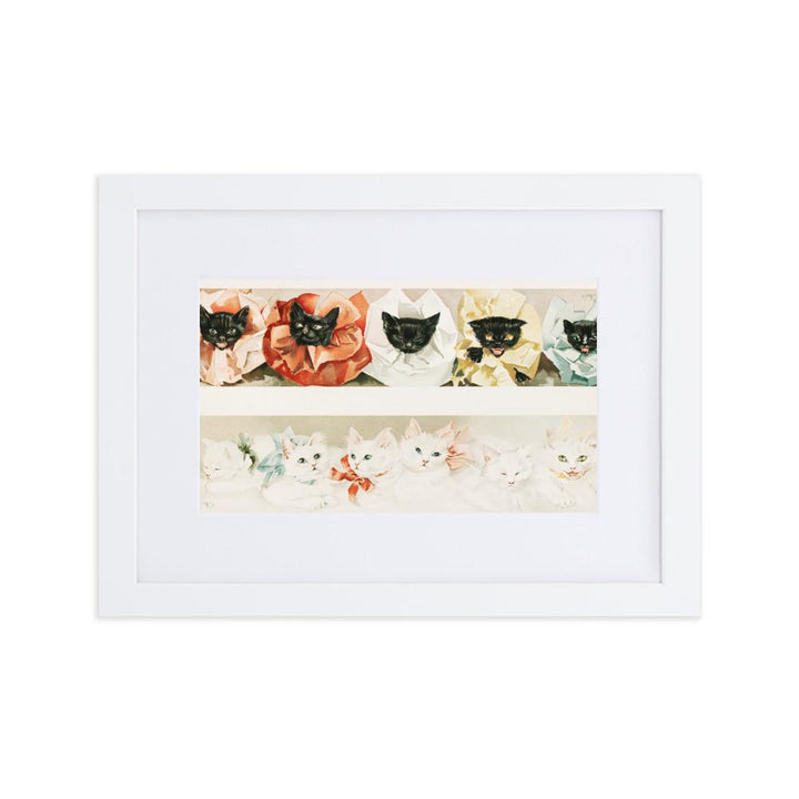 Katzen - Poster im Rahmen mit Passepartout weiß / 21×30 cm artlia