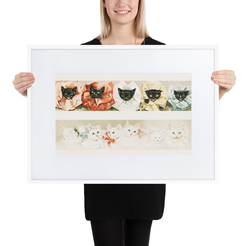 Katzen - Poster im Rahmen mit Passepartout weiß / 50×70 cm artlia