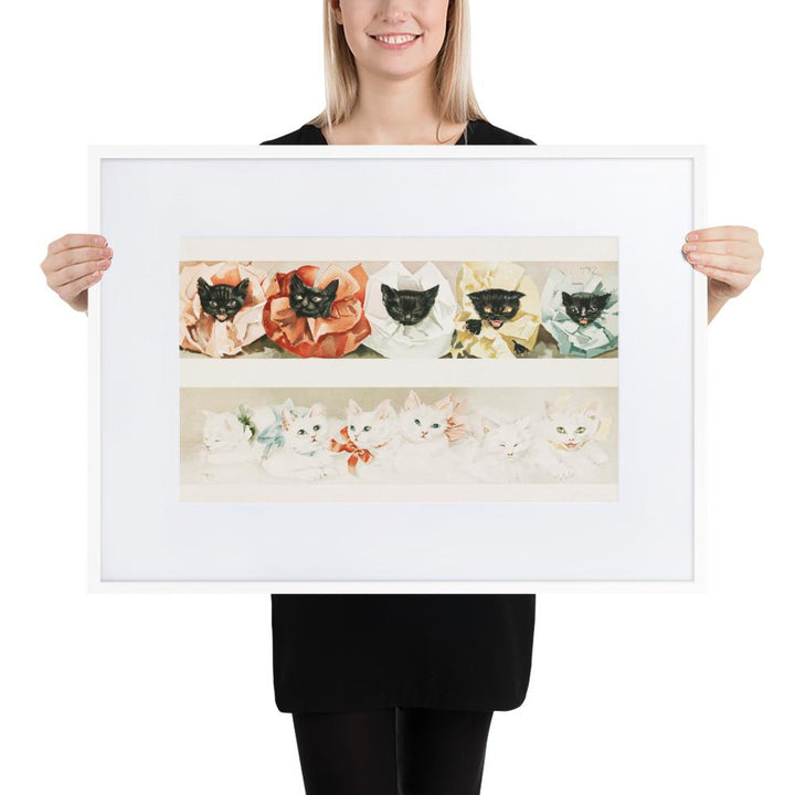 Katzen - Poster im Rahmen mit Passepartout weiß / 50×70 cm artlia