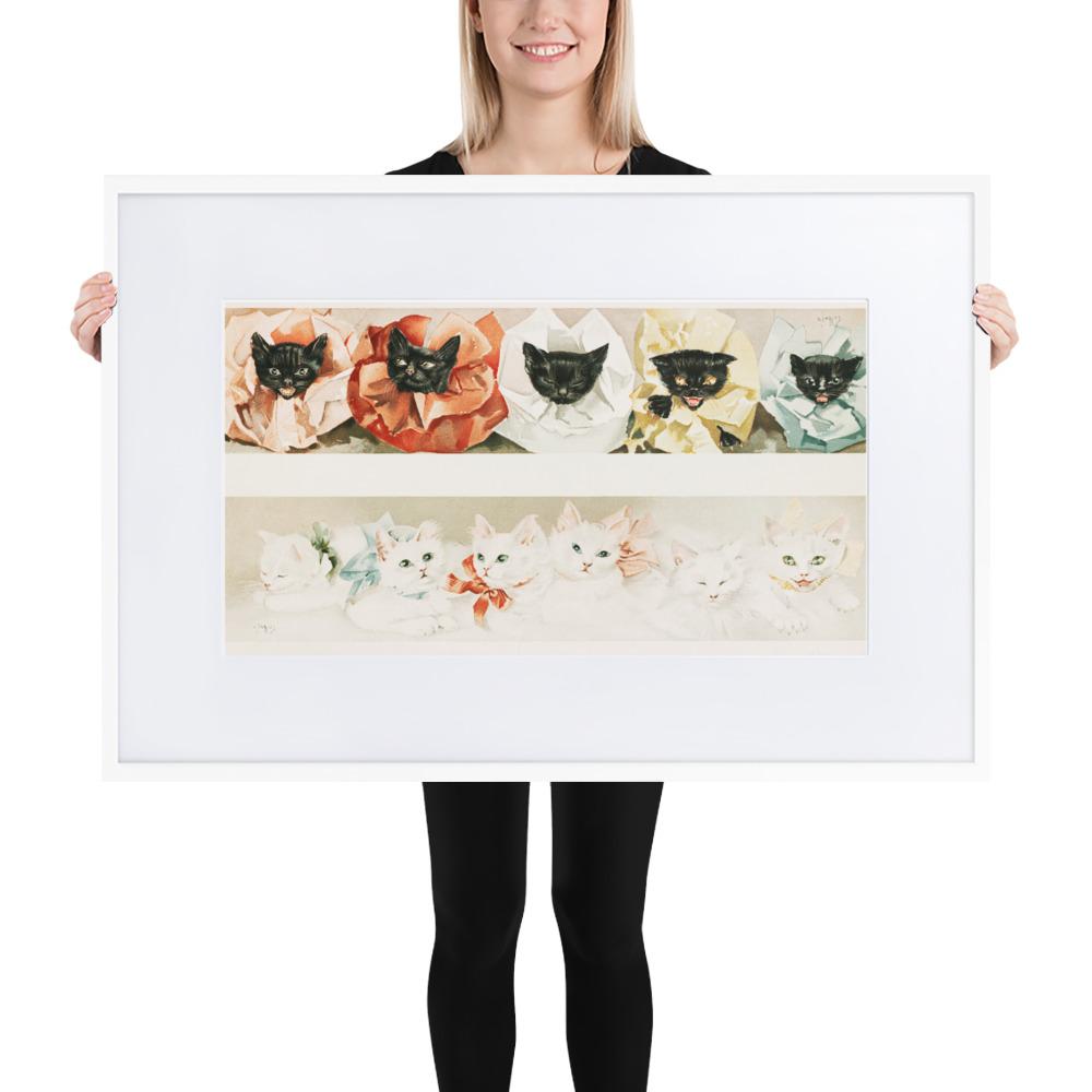 Katzen - Poster im Rahmen mit Passepartout weiß / 61×91 cm artlia