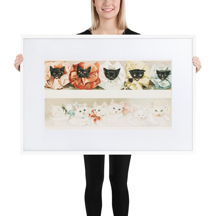 Katzen - Poster im Rahmen mit Passepartout weiß / 61×91 cm artlia