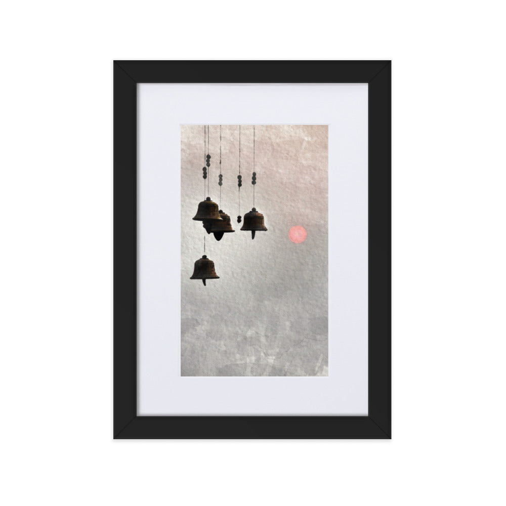 koreanische Windglocken - Poster im Rahmen mit Passepartout Schwarz / 21×30 cm artlia