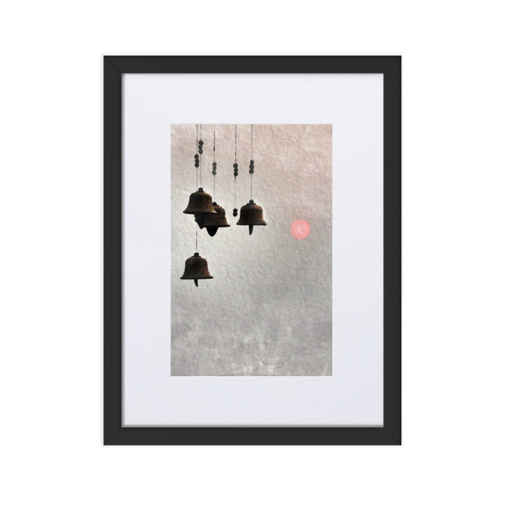 koreanische Windglocken - Poster im Rahmen mit Passepartout Schwarz / 30×40 cm artlia