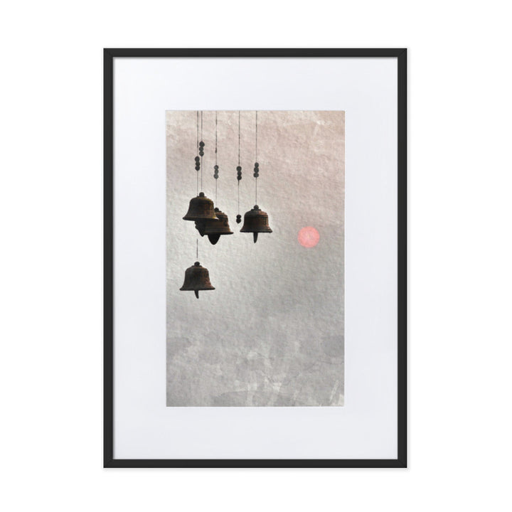 koreanische Windglocken - Poster im Rahmen mit Passepartout Schwarz / 50×70 cm artlia