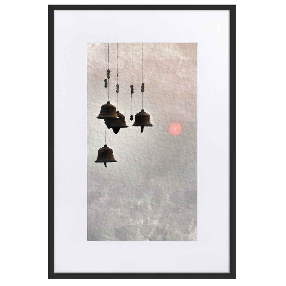 koreanische Windglocken - Poster im Rahmen mit Passepartout Schwarz / 61×91 cm artlia