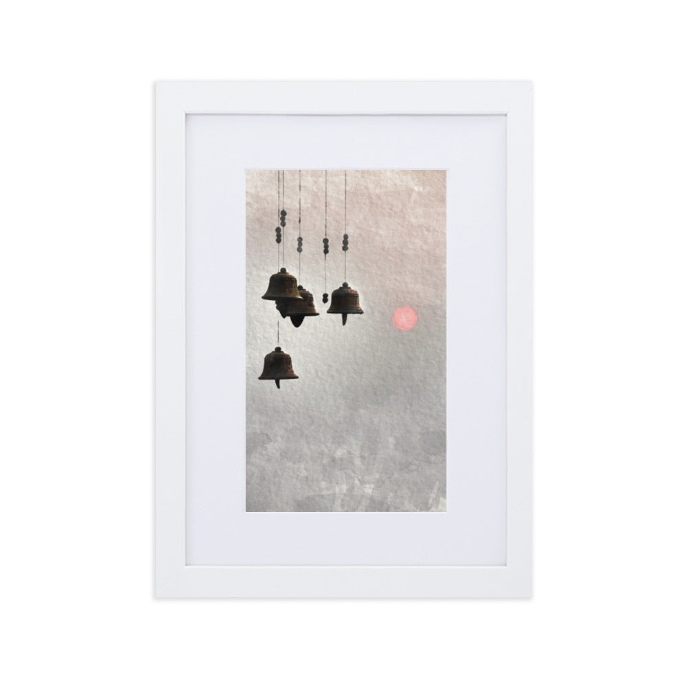 koreanische Windglocken - Poster im Rahmen mit Passepartout Weiß / 21×30 cm artlia