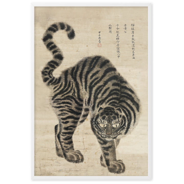Poster mit Rahmen - koreanischer Tiger Weiß / 61×91 cm artlia