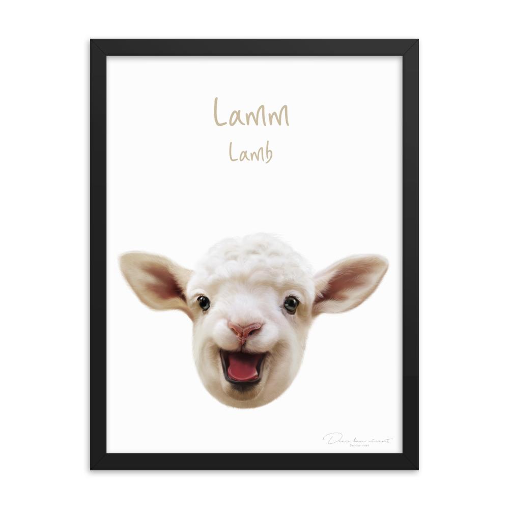 Lamm - Poster im Rahmen schwarz / 30x41 cm artlia