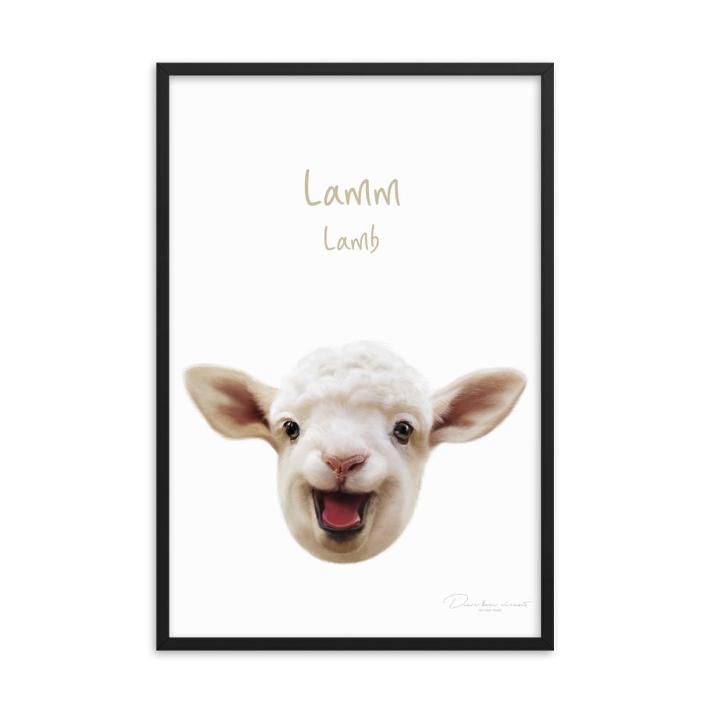 Lamm - Poster im Rahmen schwarz / 61x91 cm artlia
