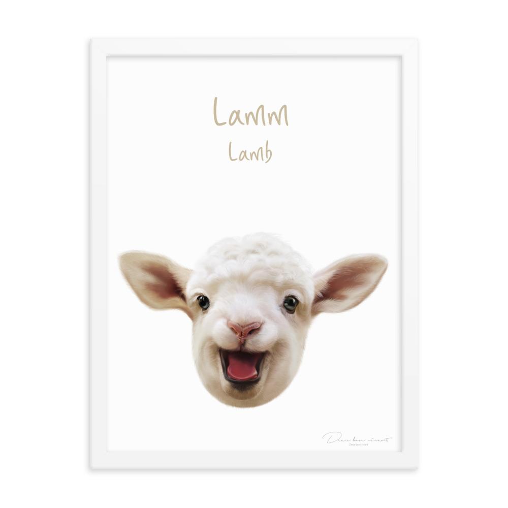 Lamm - Poster im Rahmen weiß / 30x41 cm artlia