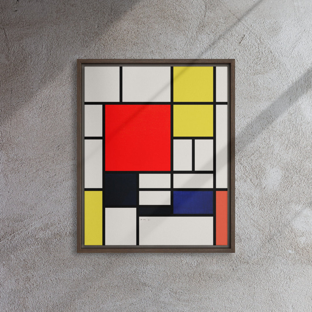 Leinwand - Mondrian, Composition with red yellow black gray and blue 30x41 cm / dunkel braun artlia