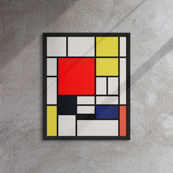 Leinwand - Mondrian, Composition with red yellow black gray and blue 30x41 cm / schwarz artlia