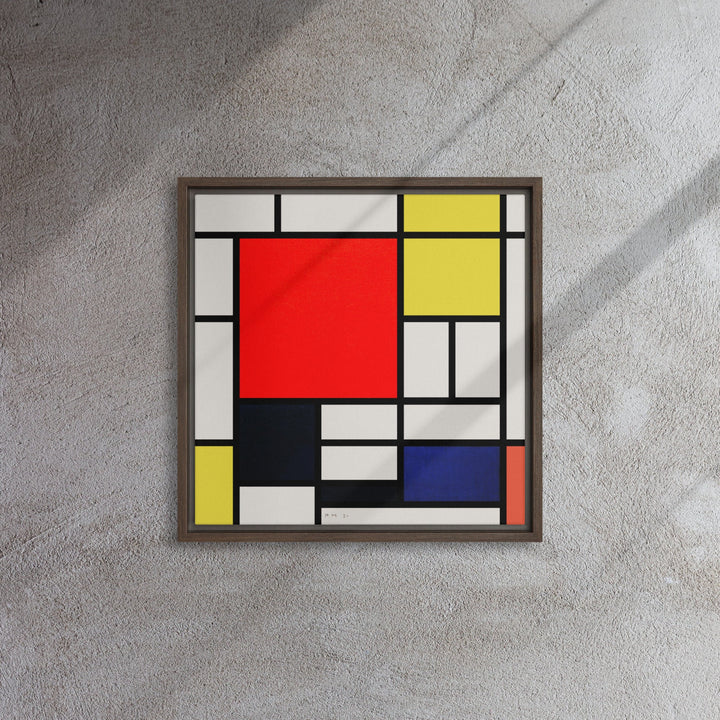 Leinwand - Mondrian, Composition with red yellow black gray and blue 41x41 cm / dunkel braun artlia