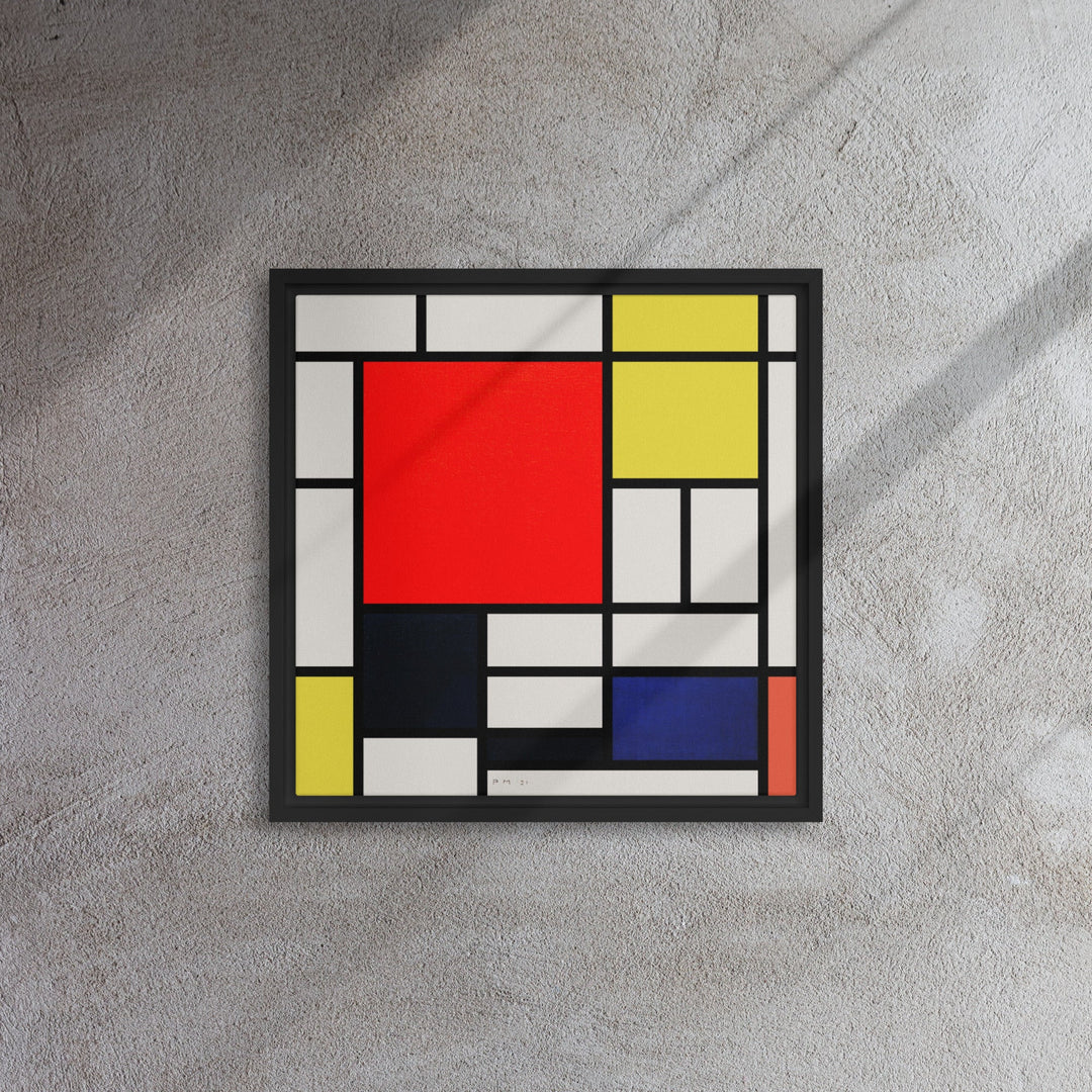 Leinwand - Mondrian, Composition with red yellow black gray and blue 41x41 cm / schwarz artlia