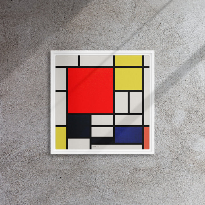 Leinwand - Mondrian, Composition with red yellow black gray and blue 41x41 cm / weiß artlia