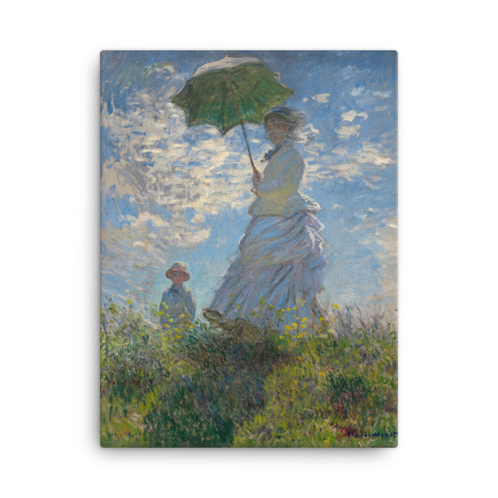 Leinwand - Woman with a Parasol - Madame Monet and Her Son 30x41 cm artlia