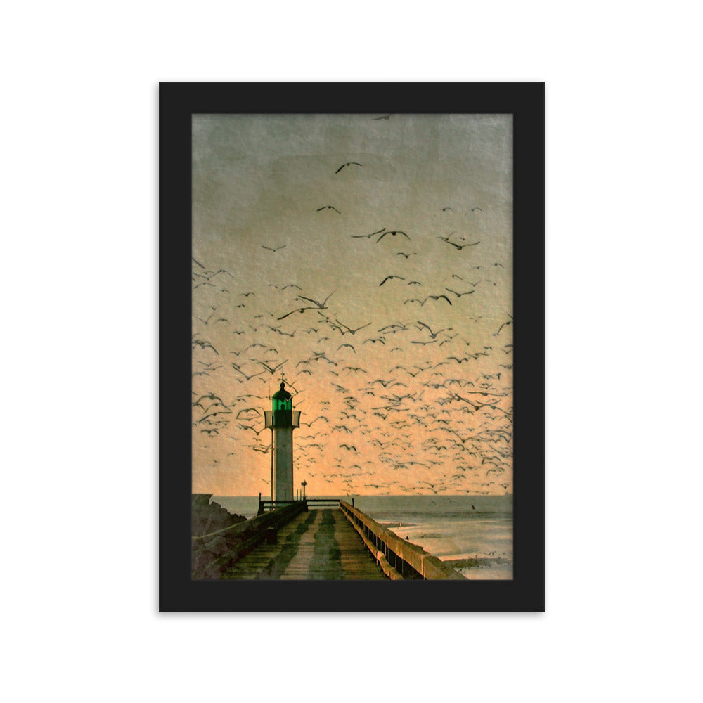 Leuchtturm - Poster im Rahmen Schwarz / 21×30 cm artlia