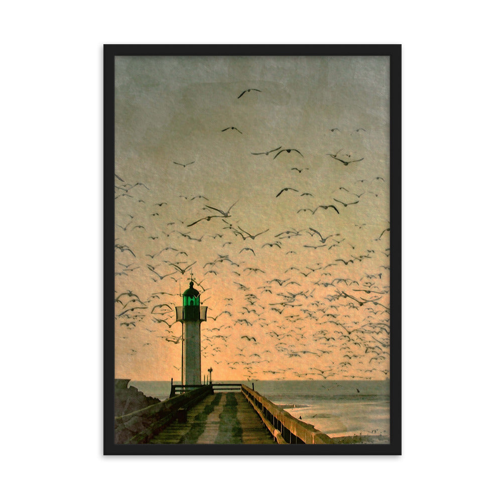 Leuchtturm - Poster im Rahmen Schwarz / 50×70 cm artlia