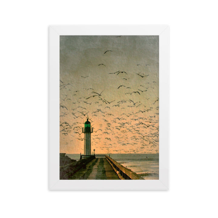 Leuchtturm - Poster im Rahmen Weiß / 21×30 cm artlia