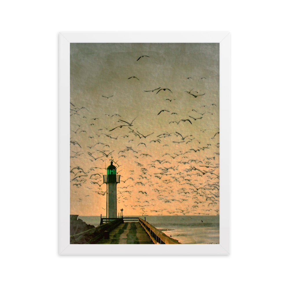 Leuchtturm - Poster im Rahmen Weiß / 30×40 cm artlia