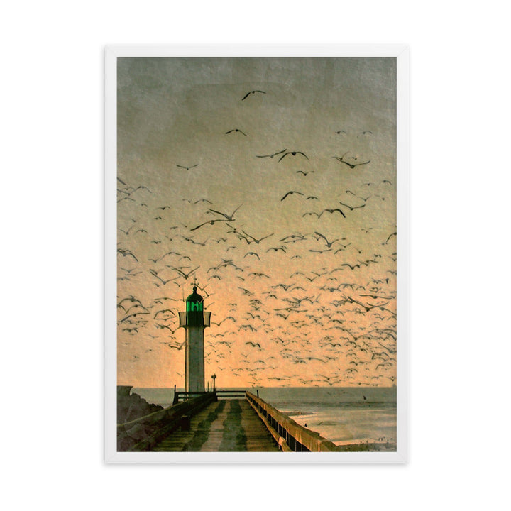 Leuchtturm - Poster im Rahmen Weiß / 50×70 cm artlia
