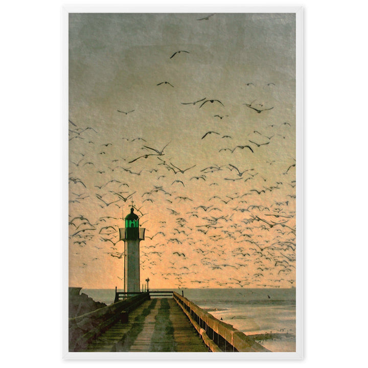 Leuchtturm - Poster im Rahmen Weiß / 61×91 cm artlia