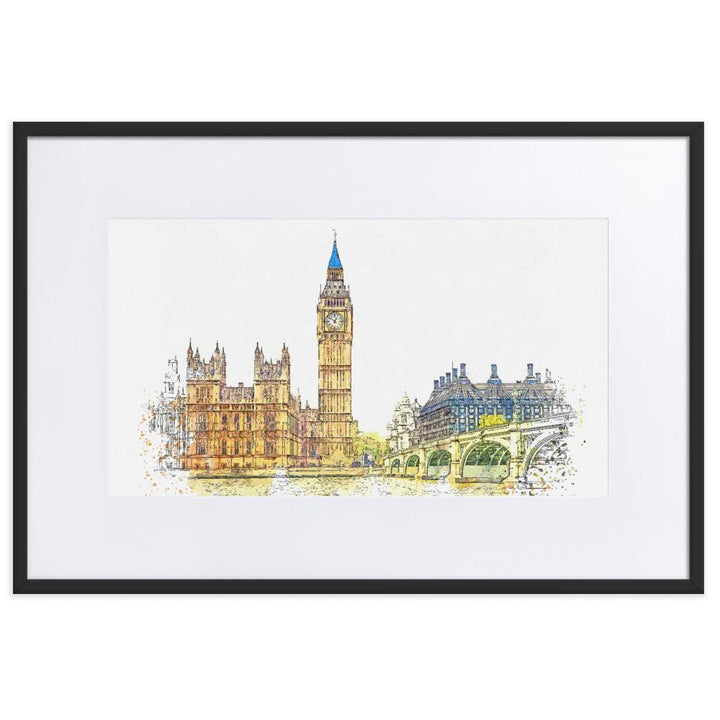 London in Orange - Poster im Rahmen mit Passepartout artlia