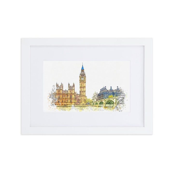 London in Orange - Poster im Rahmen mit Passepartout Weiß / 21×30 cm artlia