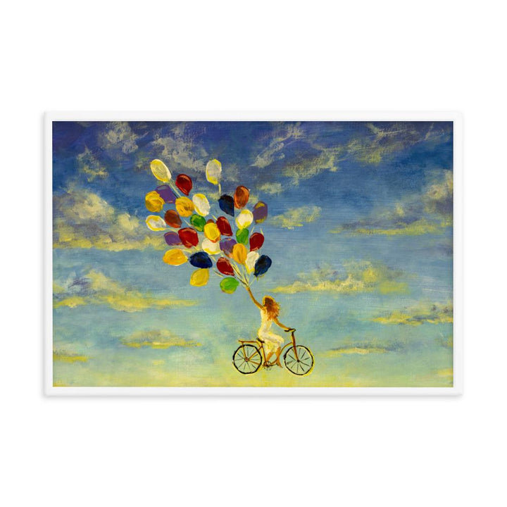 Luftballons am Himmel - Poster im Rahmen artlia