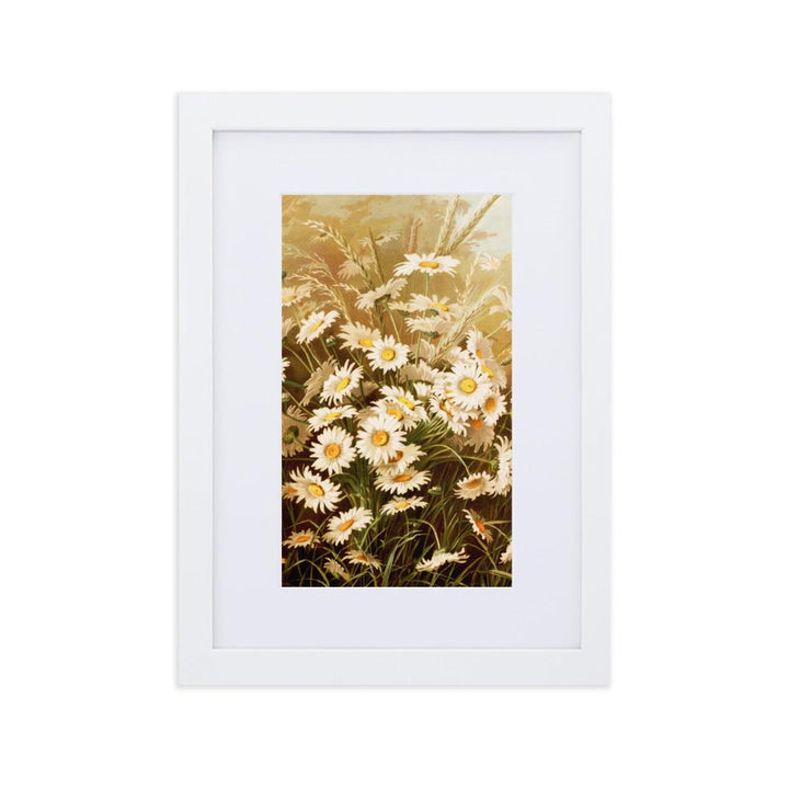 Margeriten - Poster im Rahmen mit Passepartout weiß / 21×30 cm artlia