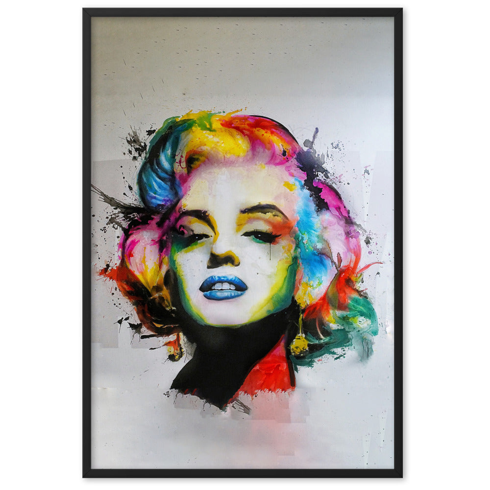 Poster im Rahmen - Marilyn Monroe Pop Art Schwarz / 61×91 cm artlia
