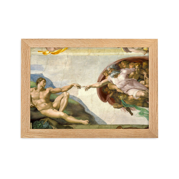 Michelangelo, Creation of Adam - Poster im Rahmen Oak / 21×30 cm artlia