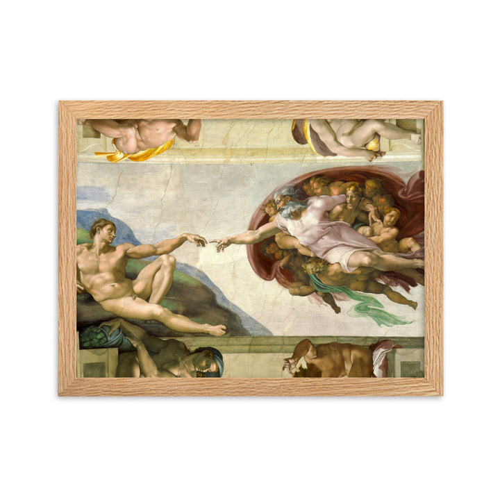 Michelangelo, Creation of Adam - Poster im Rahmen Oak / 30×40 cm artlia