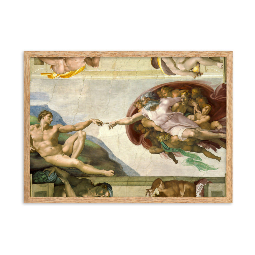 Michelangelo, Creation of Adam - Poster im Rahmen Oak / 50×70 cm artlia