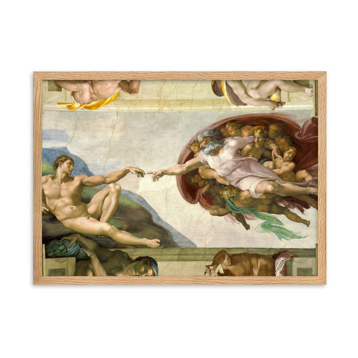 Michelangelo, Creation of Adam - Poster im Rahmen Oak / 50×70 cm artlia