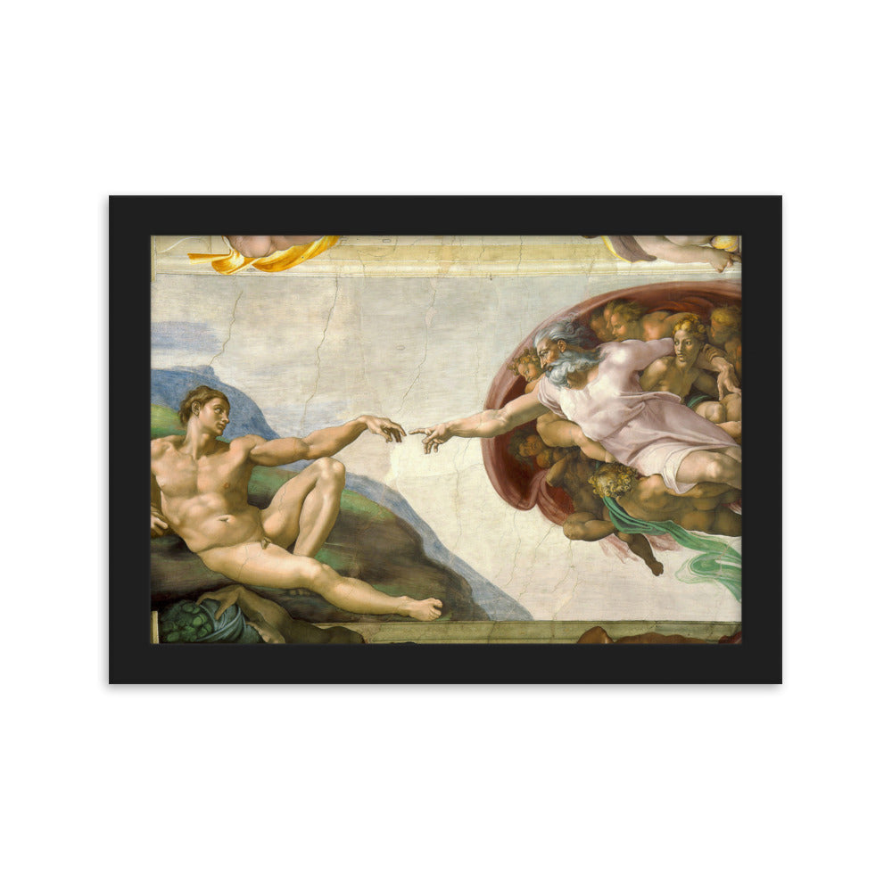 Michelangelo, Creation of Adam - Poster im Rahmen Schwarz / 21×30 cm artlia