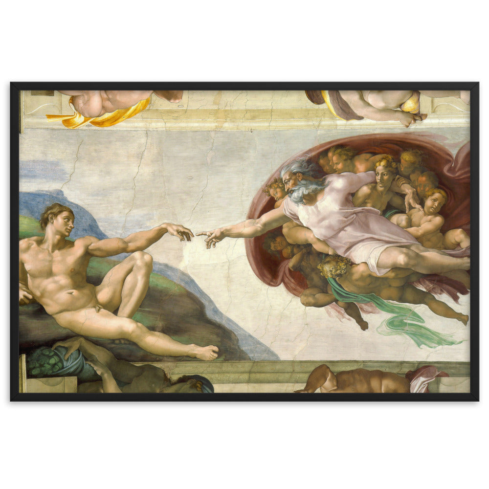 Michelangelo, Creation of Adam - Poster im Rahmen Schwarz / 61×91 cm artlia