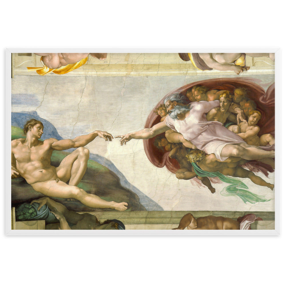 Michelangelo, Creation of Adam - Poster im Rahmen Weiß / 61×91 cm artlia