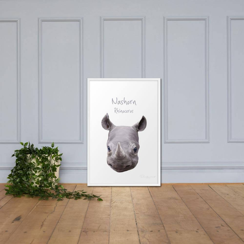 Nashorn - Poster im Rahmen artlia