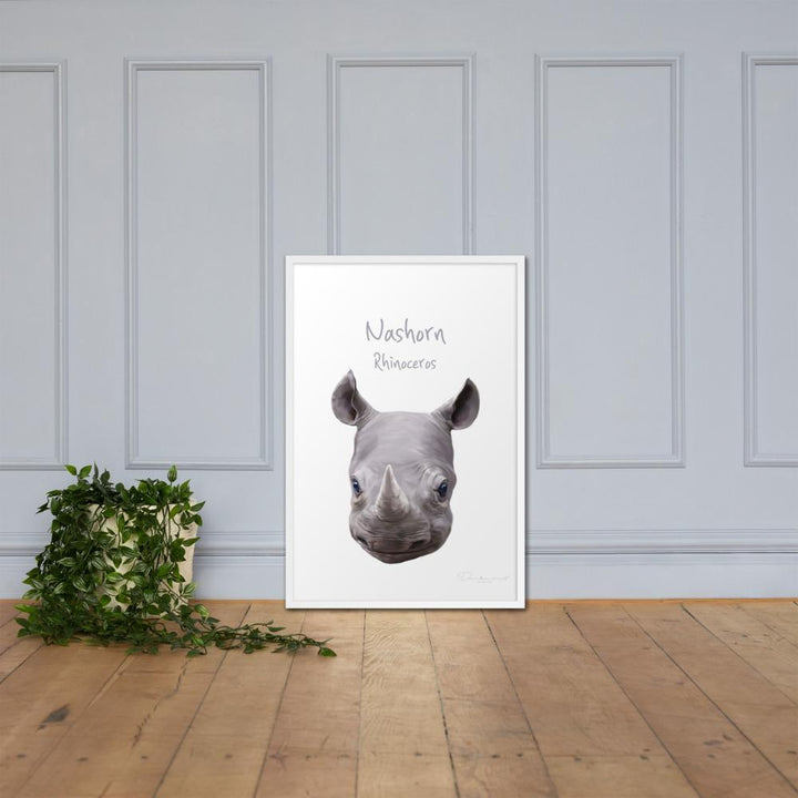 Nashorn - Poster im Rahmen artlia