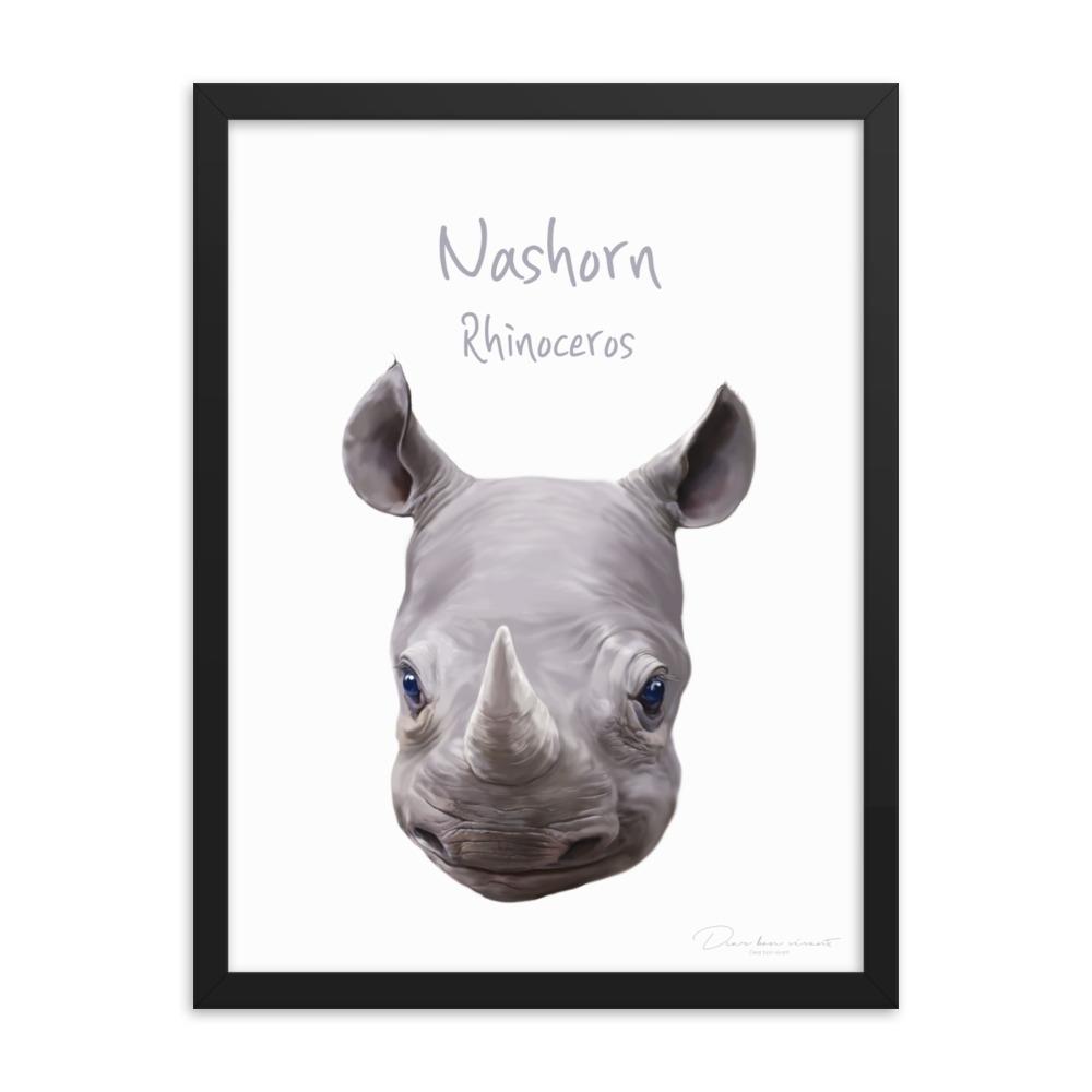 Nashorn - Poster im Rahmen schwarz / 30x41 cm artlia