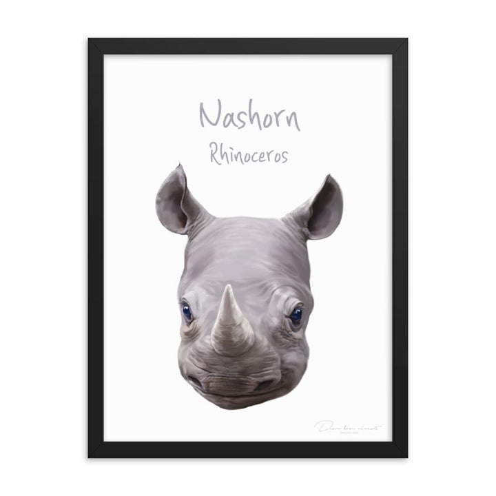 Nashorn - Poster im Rahmen schwarz / 30x41 cm artlia