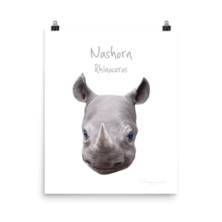 Nashorn - Tier Poster für Kinder 20x25 cm artlia