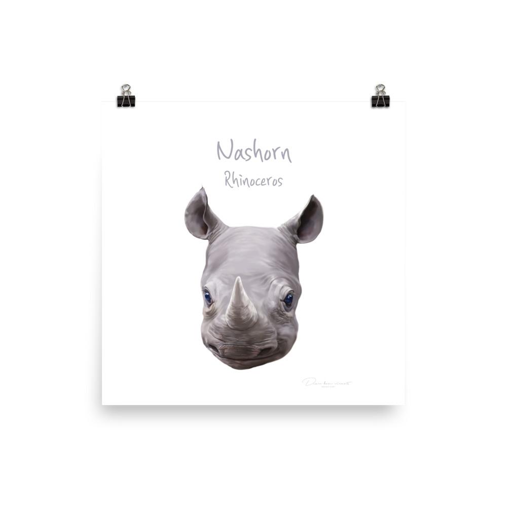 Nashorn - Tier Poster für Kinder 25x25 cm artlia