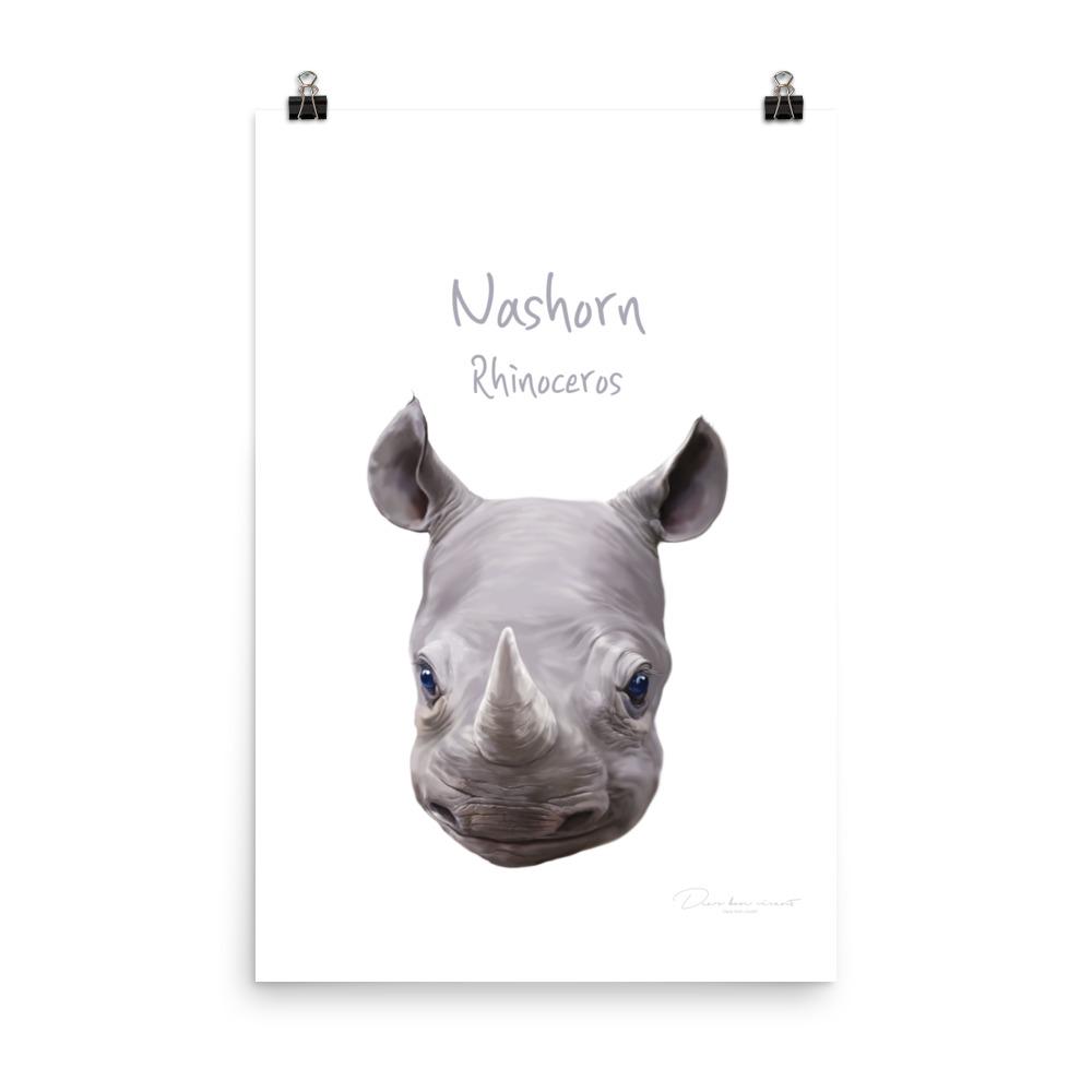 Nashorn - Tier Poster für Kinder 30x45 cm artlia