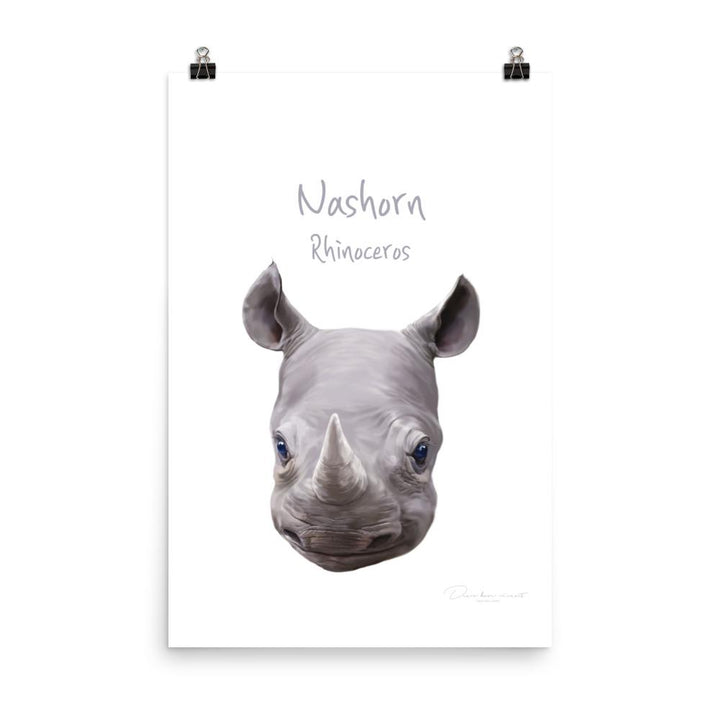 Nashorn - Tier Poster für Kinder 30x45 cm artlia
