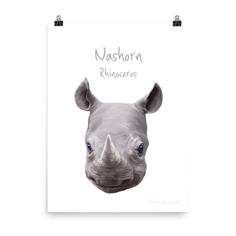 Nashorn - Tier Poster für Kinder 46x61 cm artlia