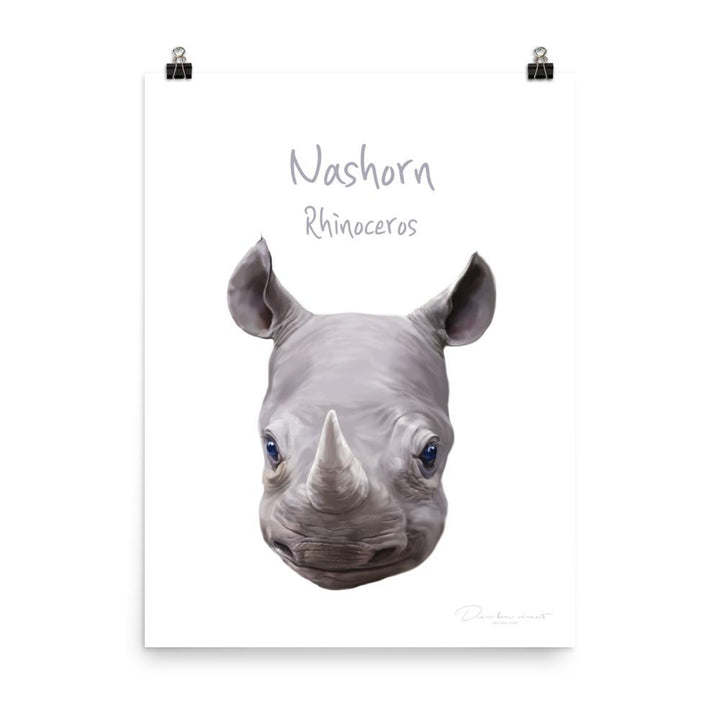 Nashorn - Tier Poster für Kinder 46x61 cm artlia