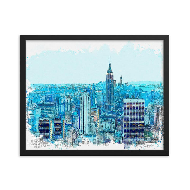 New York in Blau - Poster im Rahmen schwarz / 41x51 cm artlia