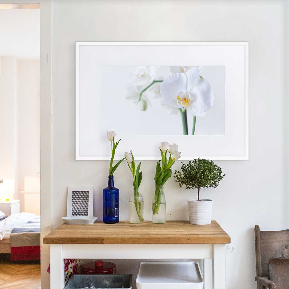 Orchid 03 - Poster im Rahmen mit Passepartout Weiß / 61×91 cm artlia